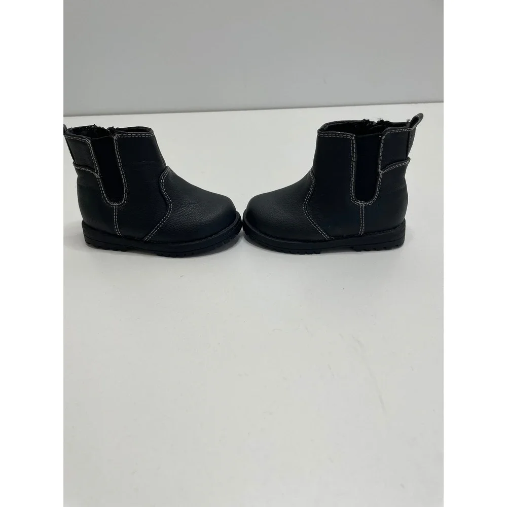 The Children's Place Toddler Boy‎ 4 Black Chelsea Ankle Boots Side Zip Closure